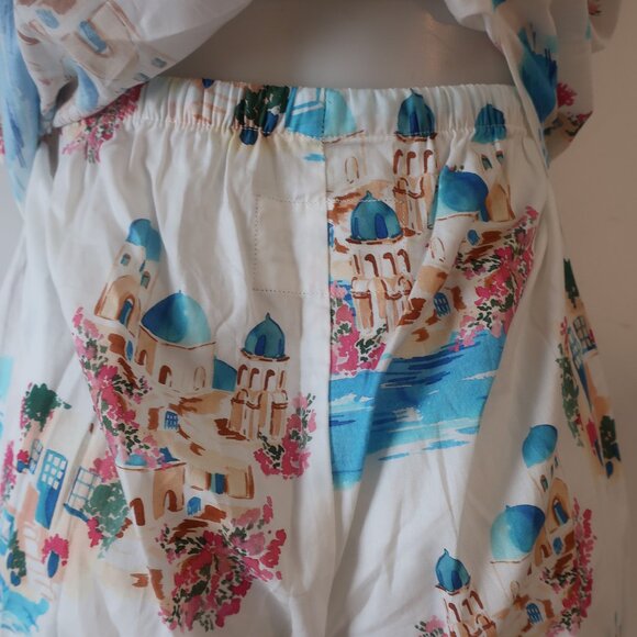 NWT Womens The Cat's Pajamas Santorini Luxe White Multi 2 Pc Set Top Bottom S - Picture 12 of 16